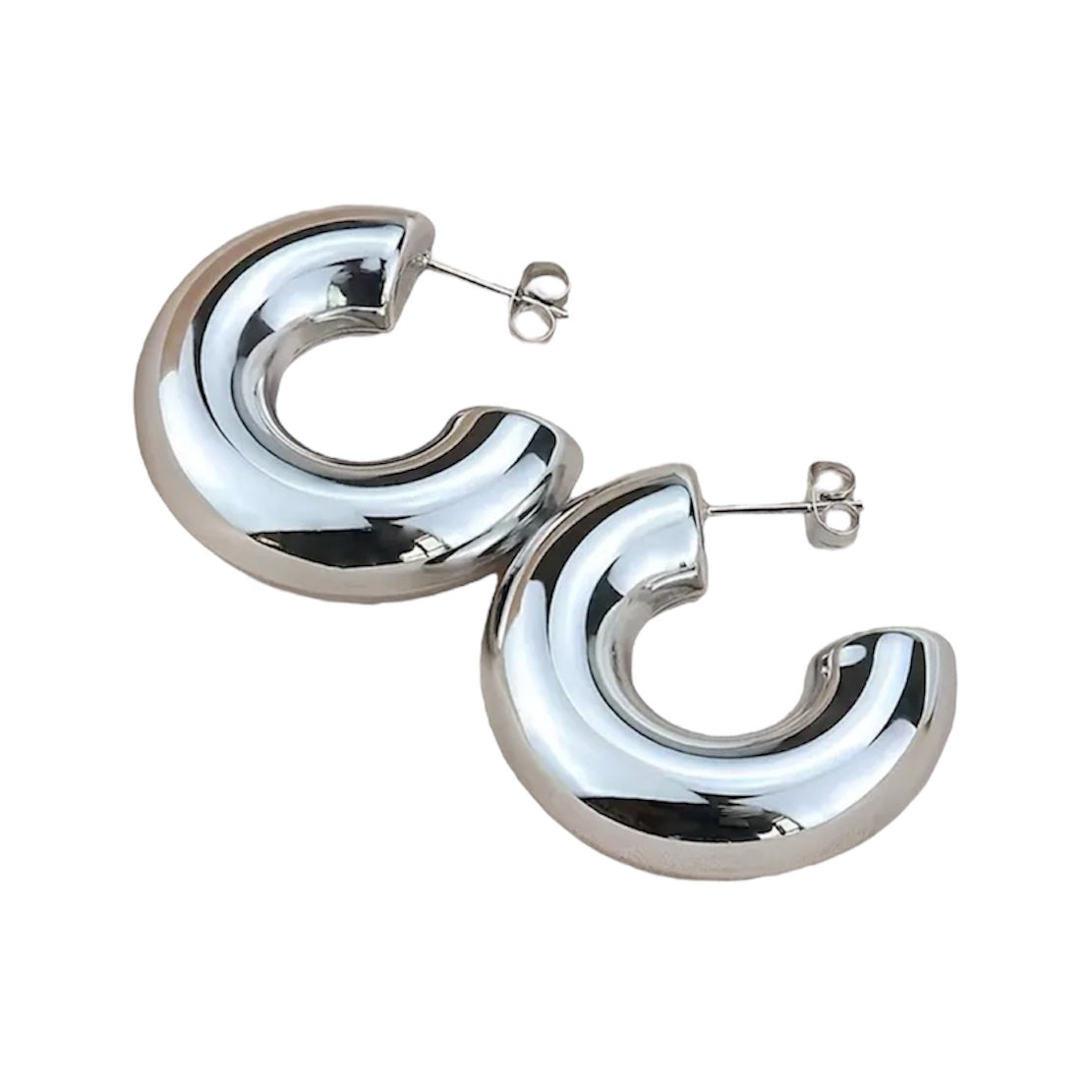 SILVER CHUNKY EARRINGS